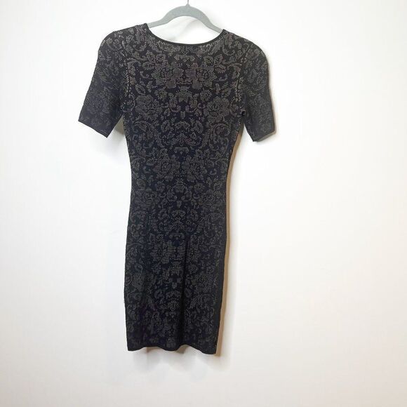 Torn By Ronny Kobo Womens Black Abstract Short Sleeve Sheath Dress Size XS - Picture 2 of 6